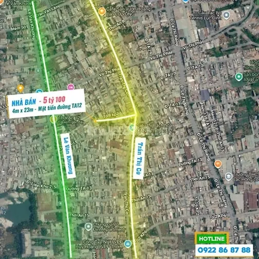 Bán nhà mặt tiền TA12, Q12 - Diện tích: 4x23m - Giá bán: 5,1 tỷ