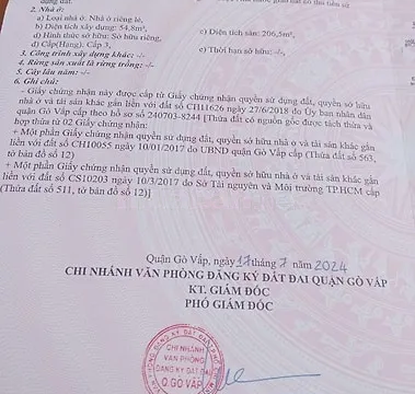 BÁN GẤP 3 CĂN NHÀ GÒ VẤP: GIẢM SÂU 400 TRIỆU GIÁ 7,9T CÒN 7,5Tỷ